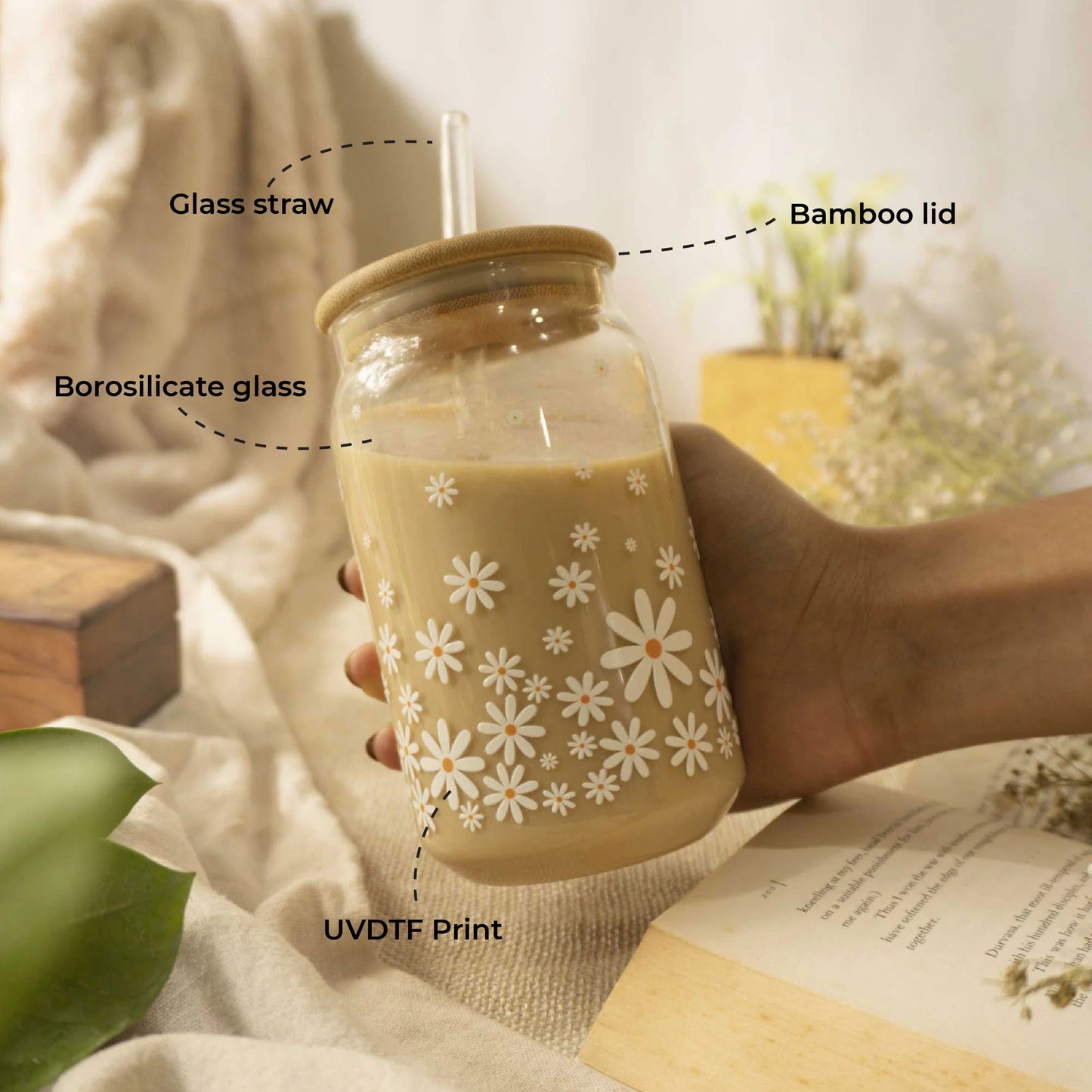 Daisy Rain glass tumbler