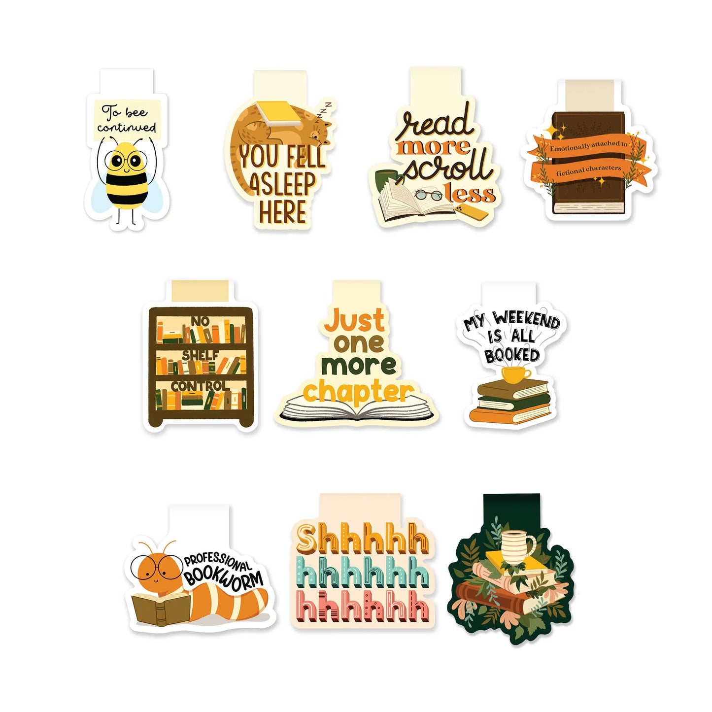 Fun & Flair Set of 10 Magnetic Bookmarks