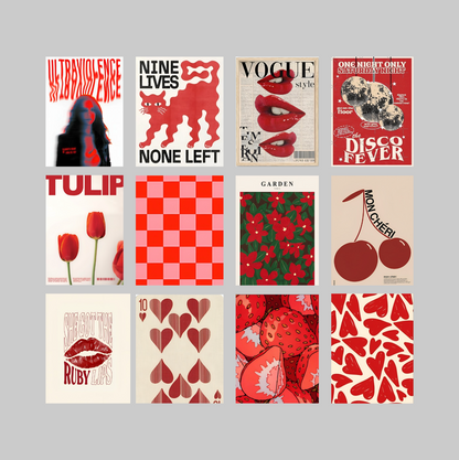 Red Themed Collage Set (Pack of 12)