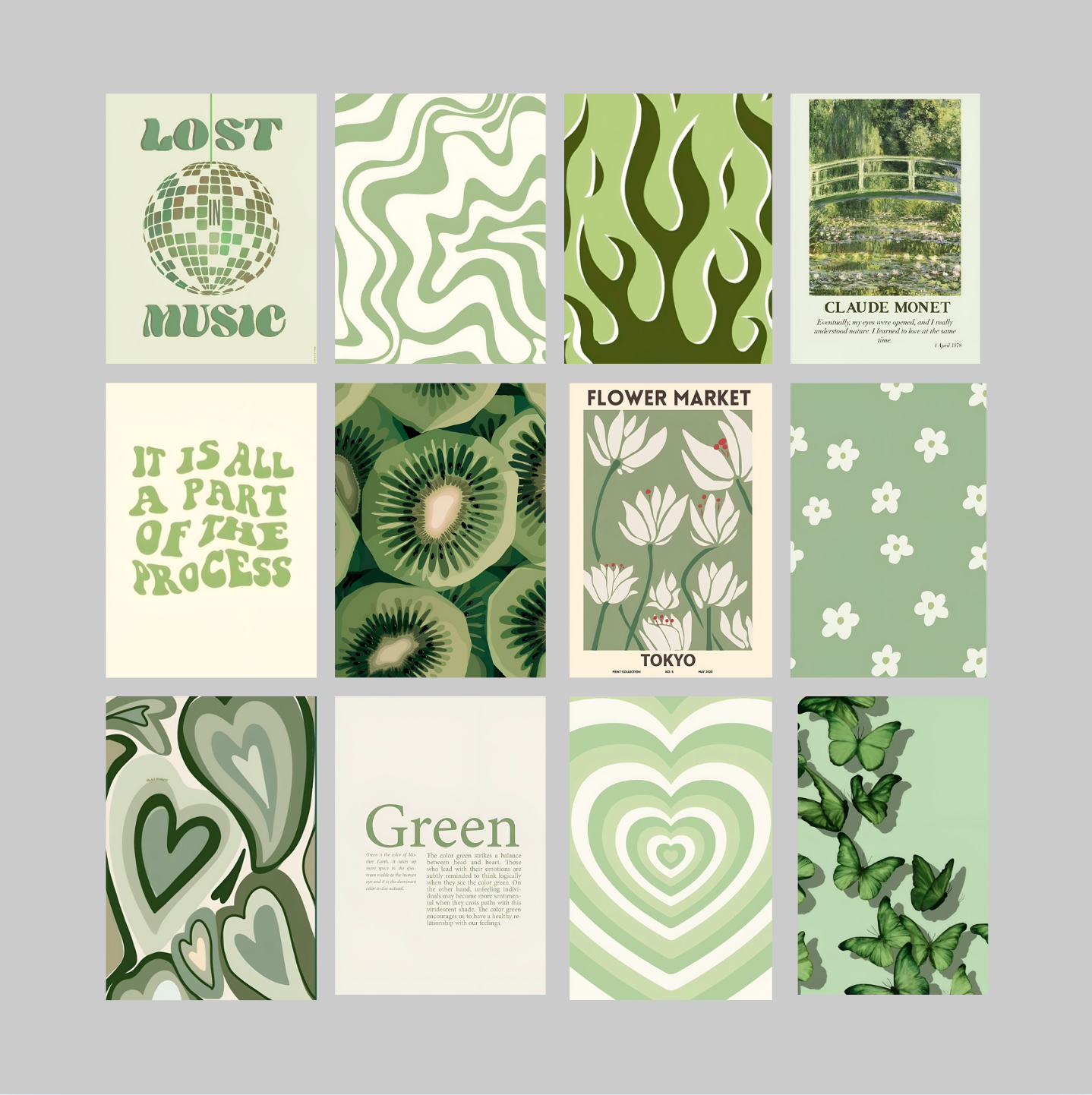 Green Themed collage Set (Pack of 12)