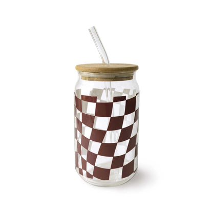 Retro Checkered glass tumbler