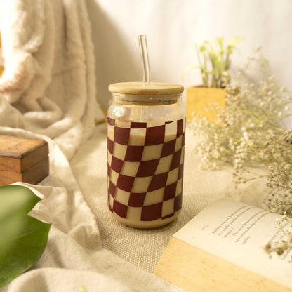 Retro Checkered glass tumbler