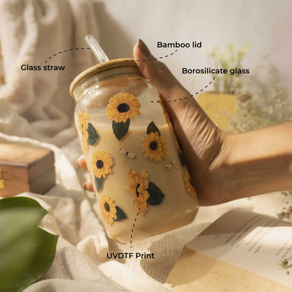 Sunflower dream glass tumbler